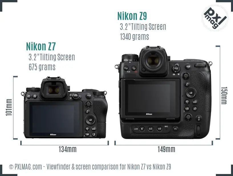 Nikon Z7 vs Nikon Z9 Screen and Viewfinder comparison