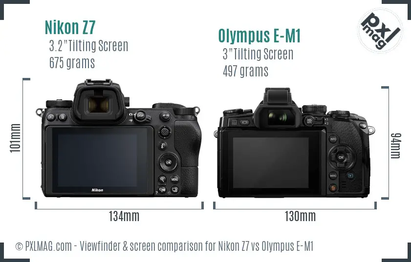 Nikon Z7 vs Olympus E-M1 Screen and Viewfinder comparison