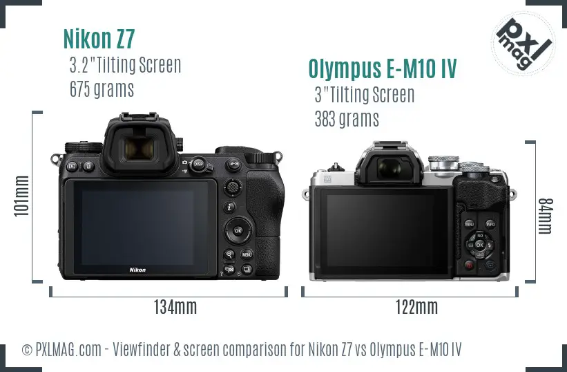 Nikon Z7 vs Olympus E-M10 IV Screen and Viewfinder comparison