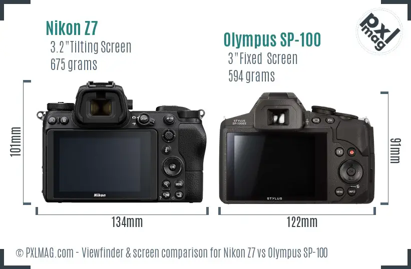 Nikon Z7 vs Olympus SP-100 Screen and Viewfinder comparison