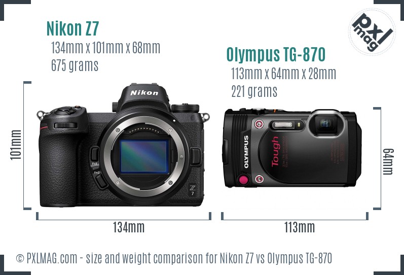Nikon Z7 vs Olympus TG-870 size comparison Nikon Z7 vs Olympus TG-870 size comparison