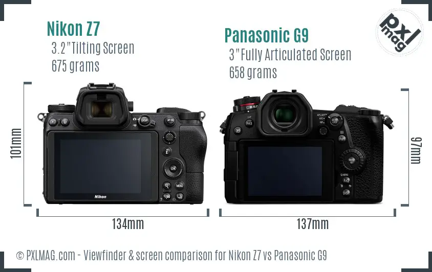 Nikon Z7 vs Panasonic G9 Screen and Viewfinder comparison