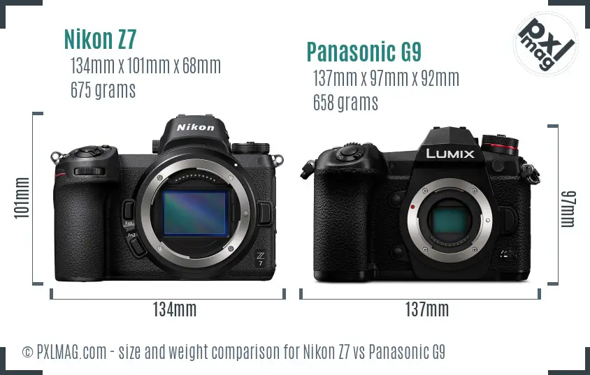 Nikon Z7 vs Panasonic G9 size comparison