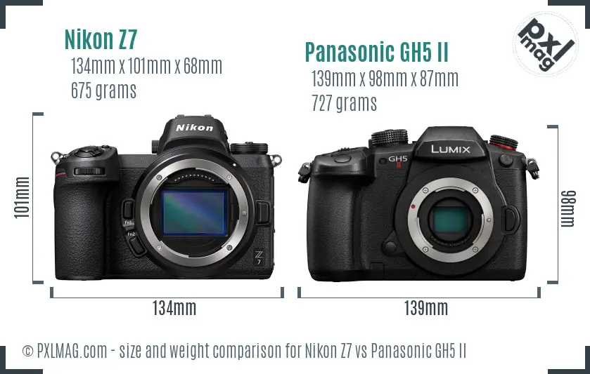 Nikon Z7 vs Panasonic GH5 II size comparison