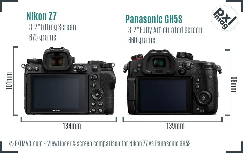 Nikon Z7 vs Panasonic GH5S Screen and Viewfinder comparison