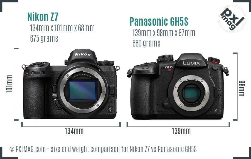 Nikon Z7 vs Panasonic GH5S size comparison