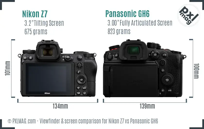 Nikon Z7 vs Panasonic GH6 Screen and Viewfinder comparison
