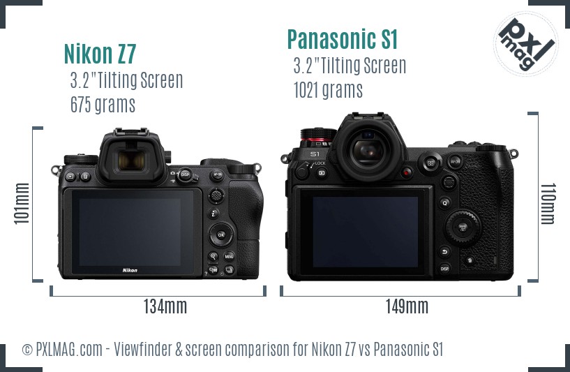 Nikon Z7 vs Panasonic S1 Screen and Viewfinder comparison