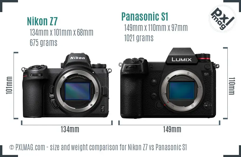 Nikon Z7 vs Panasonic S1 size comparison