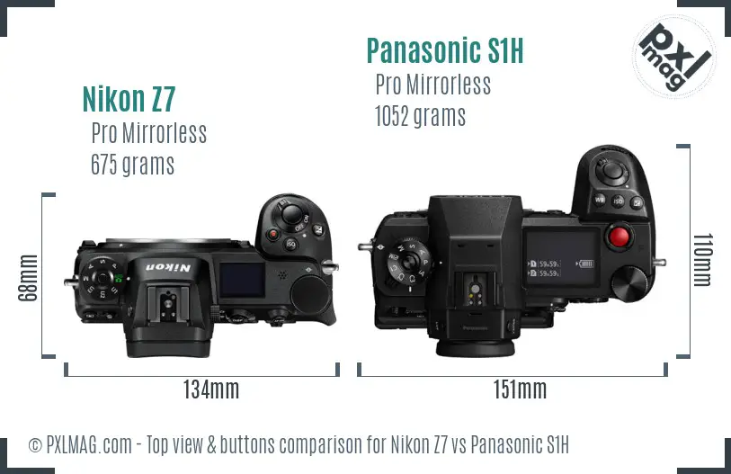 Nikon Z7 vs Panasonic S1H top view buttons comparison