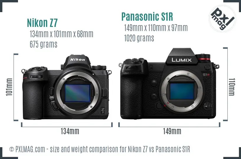 Nikon Z7 vs Panasonic S1R size comparison