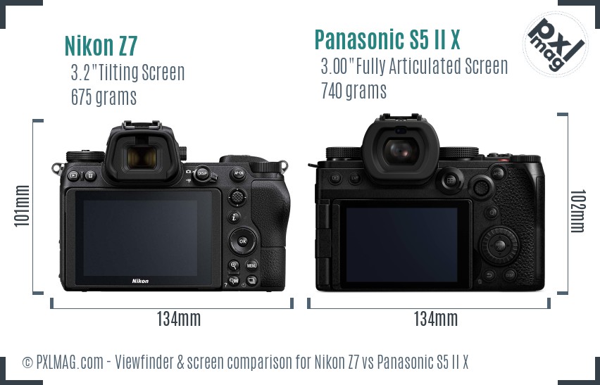 Nikon Z7 vs Panasonic S5 II X Screen and Viewfinder comparison