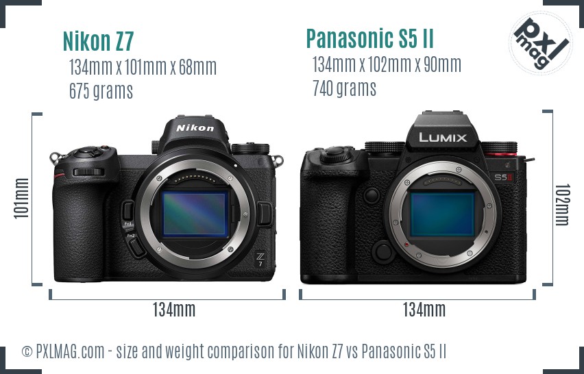 Nikon Z7 vs Panasonic S5 II size comparison