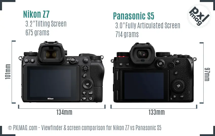 Nikon Z7 vs Panasonic S5 Screen and Viewfinder comparison