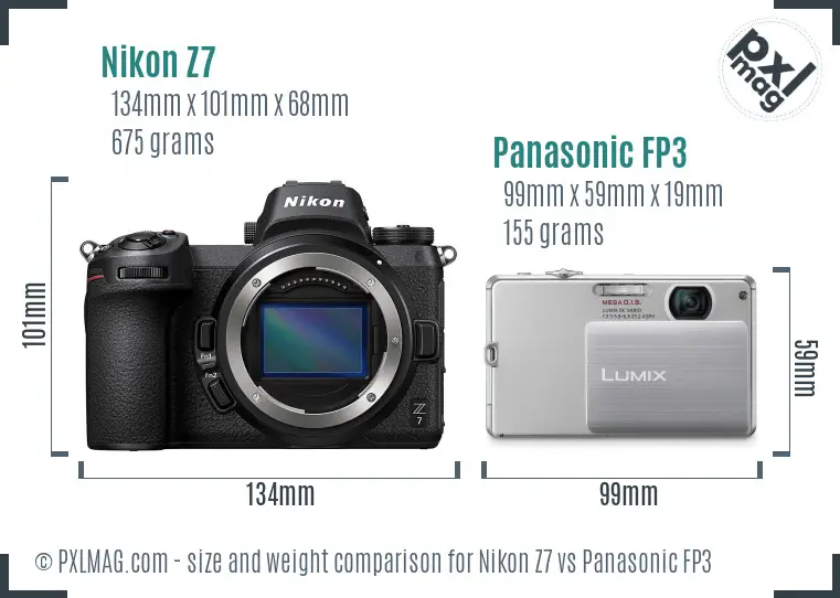 Nikon Z7 vs Panasonic FP3 size comparison