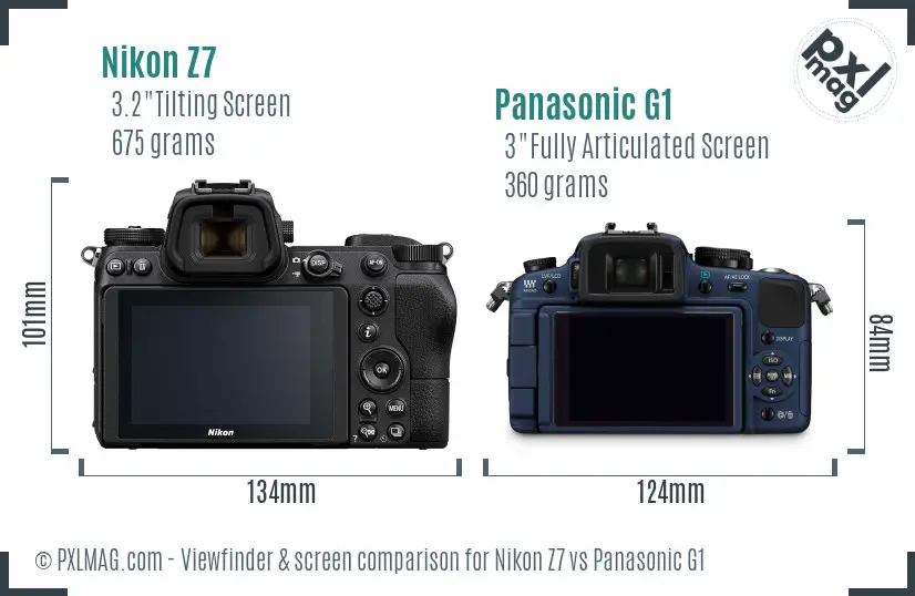 Nikon Z7 vs Panasonic G1 Screen and Viewfinder comparison