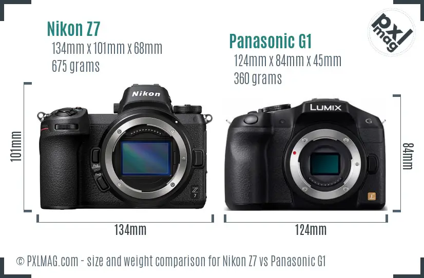 Nikon Z7 vs Panasonic G1 size comparison