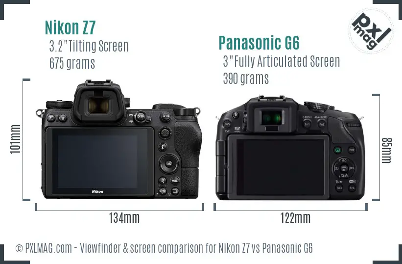 Nikon Z7 vs Panasonic G6 Screen and Viewfinder comparison
