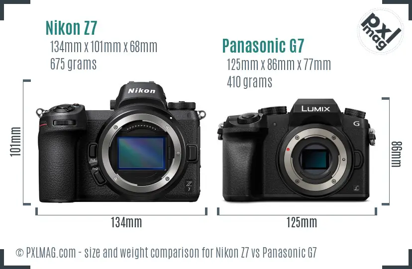 Nikon Z7 vs Panasonic G7 size comparison