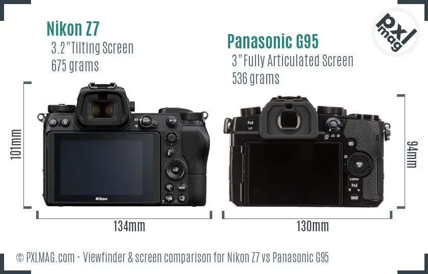 Nikon Z7 vs Panasonic G95 Screen and Viewfinder comparison