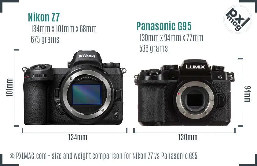 Nikon Z7 vs Panasonic G95 size comparison