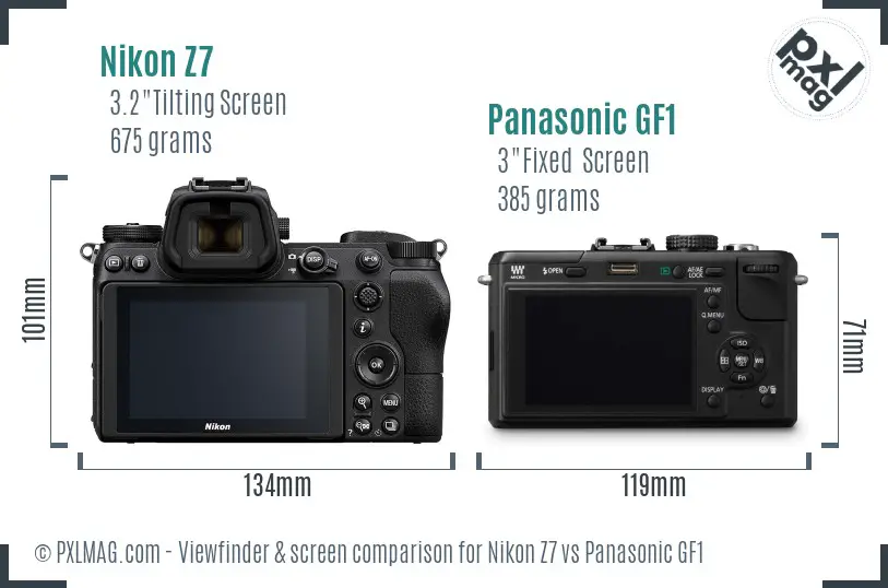 Nikon Z7 vs Panasonic GF1 Screen and Viewfinder comparison
