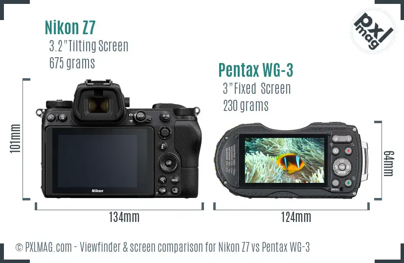 Nikon Z7 vs Pentax WG-3 Screen and Viewfinder comparison