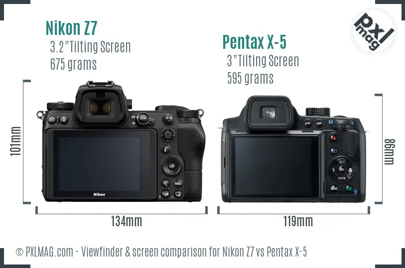 Nikon Z7 vs Pentax X-5 Screen and Viewfinder comparison