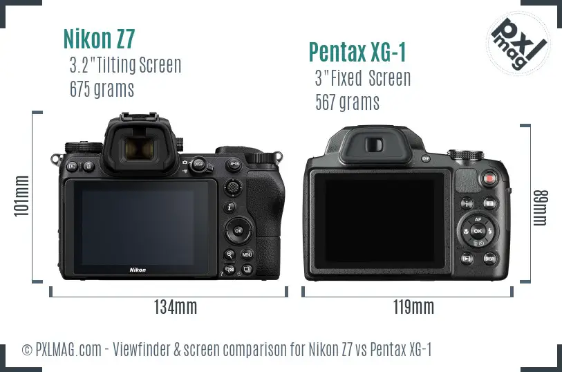 Nikon Z7 vs Pentax XG-1 Screen and Viewfinder comparison