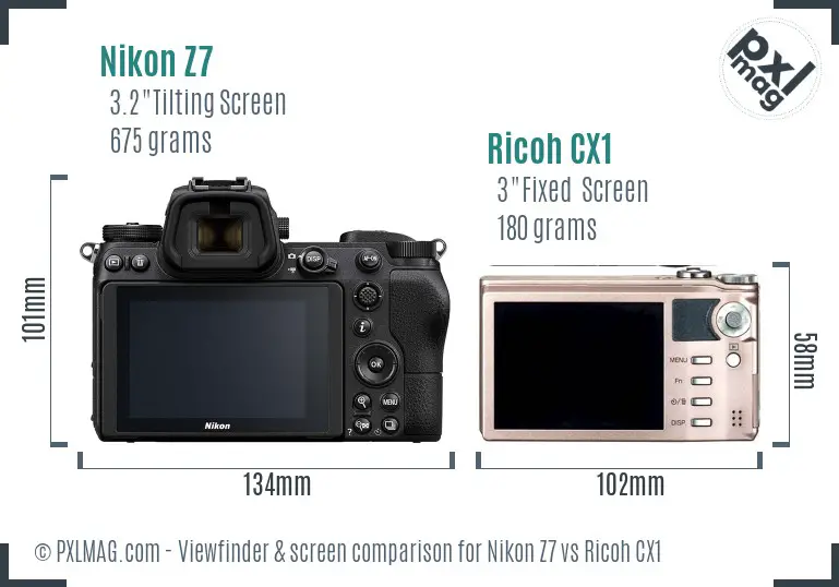 Nikon Z7 vs Ricoh CX1 Screen and Viewfinder comparison Nikon Z7 vs Ricoh CX1 Screen and Viewfinder comparison