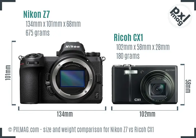 Nikon Z7 vs Ricoh CX1 size comparison Nikon Z7 vs Ricoh CX1 size comparison