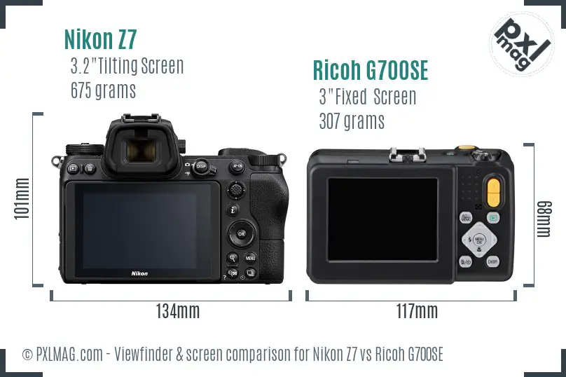 Nikon Z7 vs Ricoh G700SE Screen and Viewfinder comparison