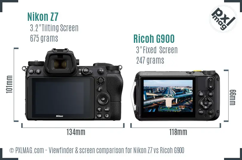 Nikon Z7 vs Ricoh G900 Screen and Viewfinder comparison Nikon Z7 vs Ricoh G900 Screen and Viewfinder comparison