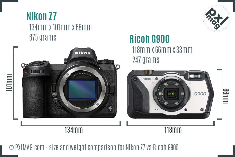 Nikon Z7 vs Ricoh G900 size comparison Nikon Z7 vs Ricoh G900 size comparison