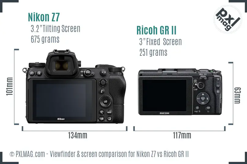 Nikon Z7 vs Ricoh GR II Screen and Viewfinder comparison