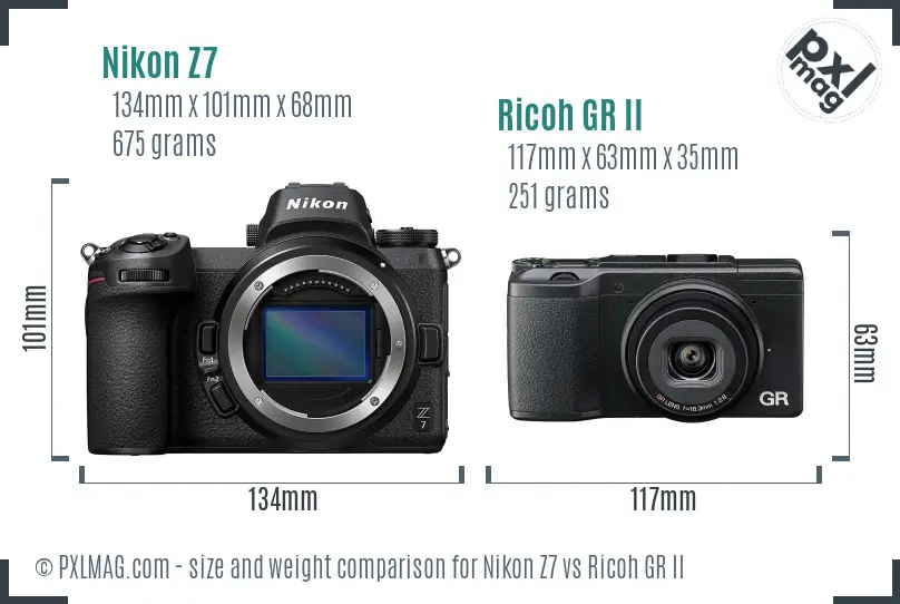 Nikon Z7 vs Ricoh GR II size comparison