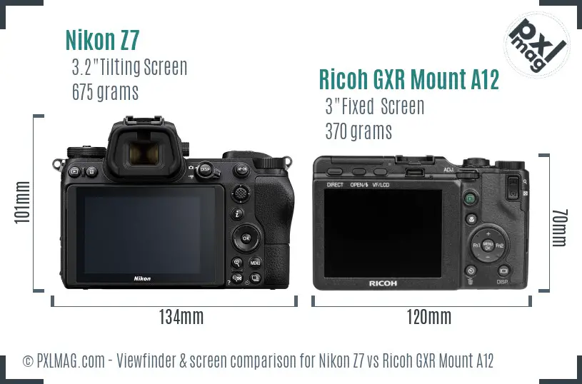 Nikon Z7 vs Ricoh GXR Mount A12 Screen and Viewfinder comparison
