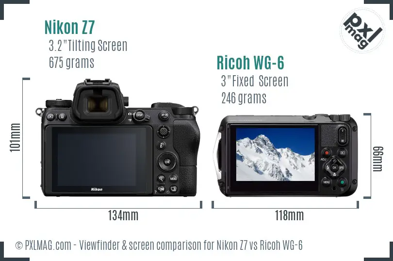 Nikon Z7 vs Ricoh WG-6 Screen and Viewfinder comparison