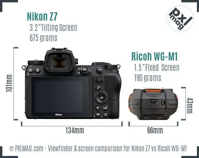 Nikon Z7 vs Ricoh WG-M1 Screen and Viewfinder comparison