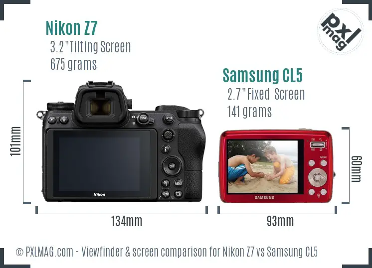 Nikon Z7 vs Samsung CL5 Screen and Viewfinder comparison