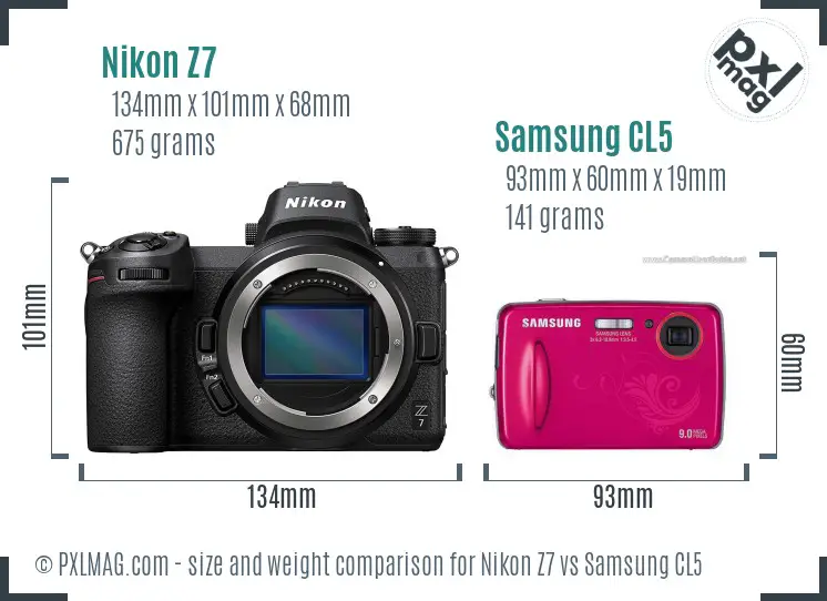 Nikon Z7 vs Samsung CL5 size comparison