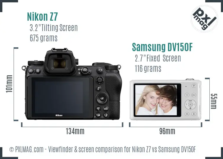Nikon Z7 vs Samsung DV150F Screen and Viewfinder comparison