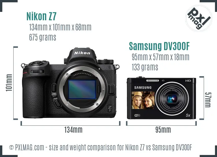 Nikon Z7 vs Samsung DV300F size comparison