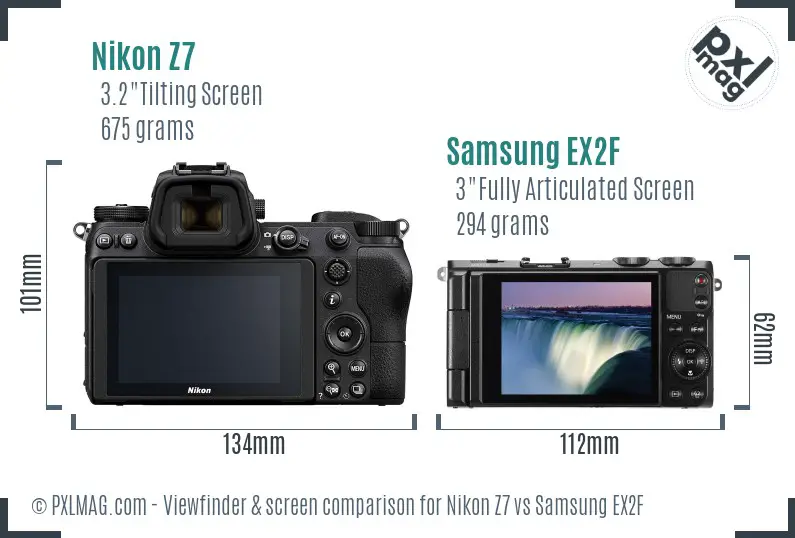 Nikon Z7 vs Samsung EX2F Screen and Viewfinder comparison Nikon Z7 vs Samsung EX2F Screen and Viewfinder comparison