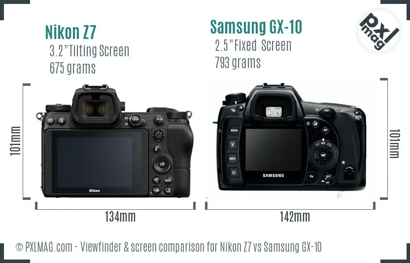 Nikon Z7 vs Samsung GX-10 Screen and Viewfinder comparison