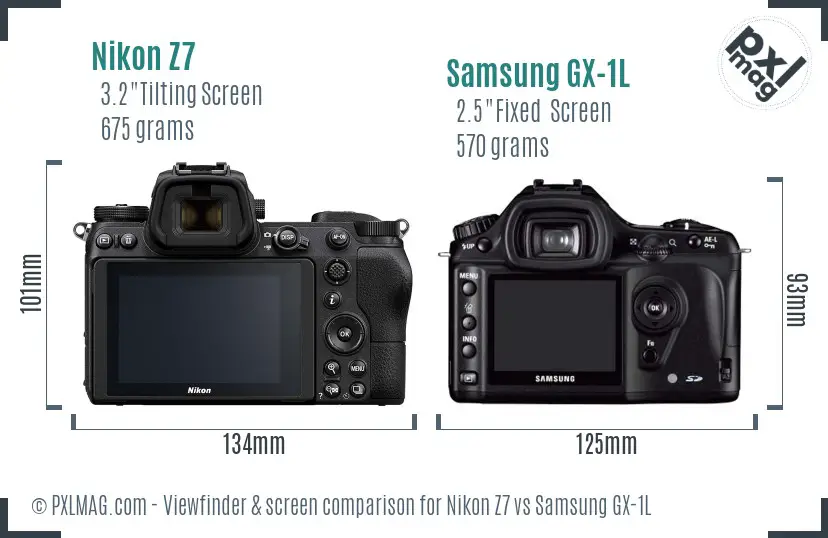 Nikon Z7 vs Samsung GX-1L Screen and Viewfinder comparison Nikon Z7 vs Samsung GX-1L Screen and Viewfinder comparison