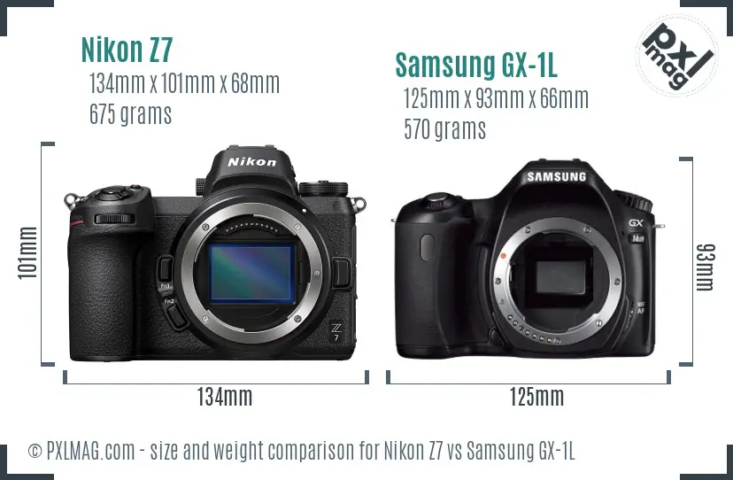 Nikon Z7 vs Samsung GX-1L size comparison Nikon Z7 vs Samsung GX-1L size comparison