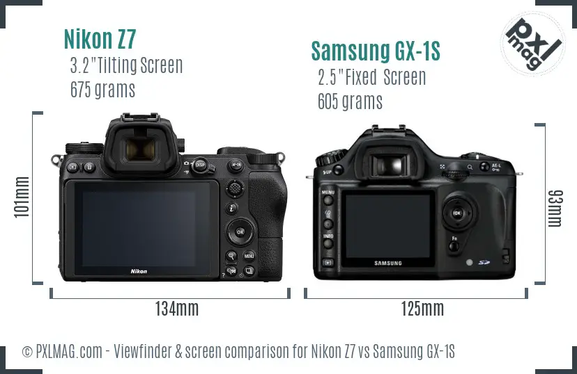 Nikon Z7 vs Samsung GX-1S Screen and Viewfinder comparison Nikon Z7 vs Samsung GX-1S Screen and Viewfinder comparison