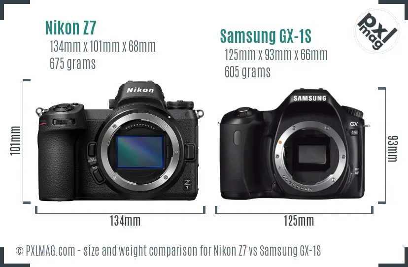 Nikon Z7 vs Samsung GX-1S size comparison Nikon Z7 vs Samsung GX-1S size comparison