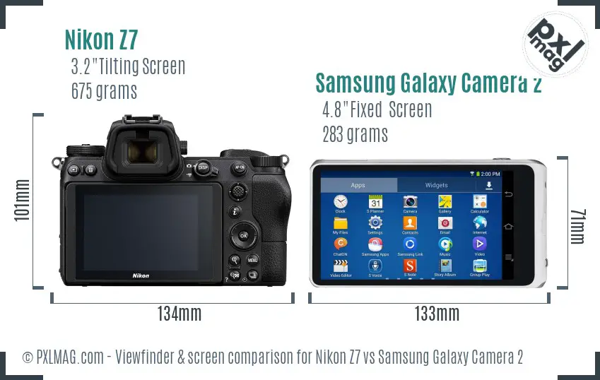 Nikon Z7 vs Samsung Galaxy Camera 2 Screen and Viewfinder comparison